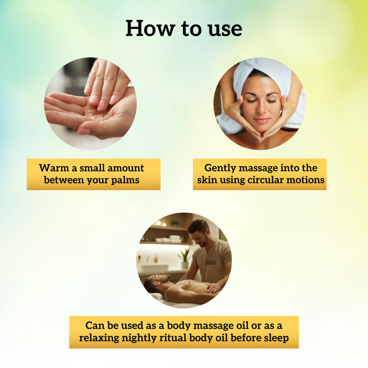 Instructions on how to use inatur body massage oil step by step