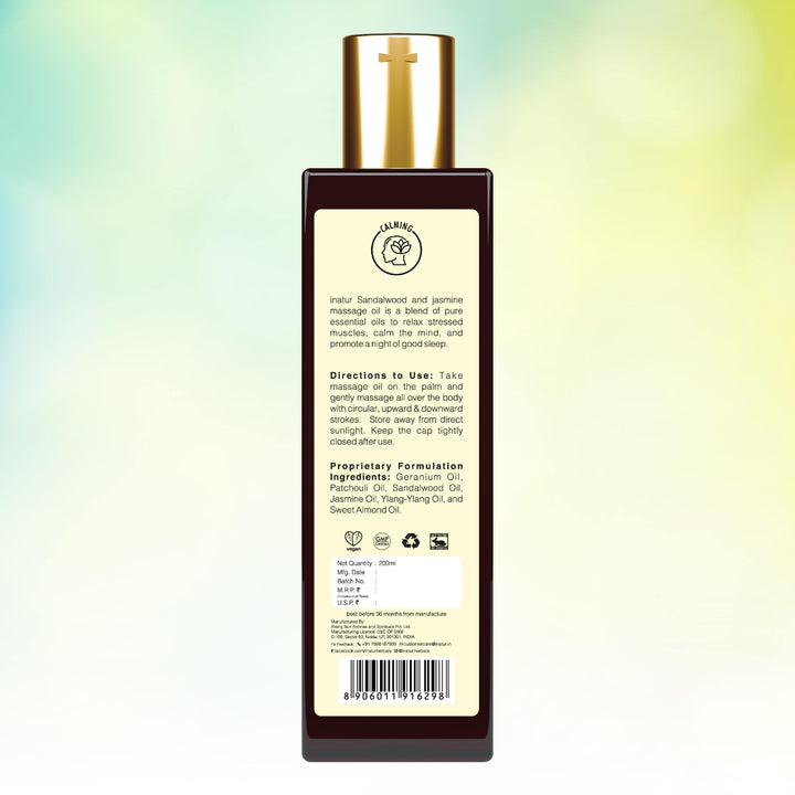 Product label with branding and text on a gradient background