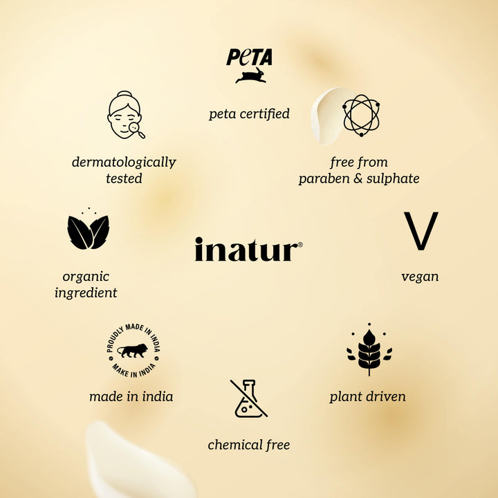 Collection of inatur certification logos on a beige background