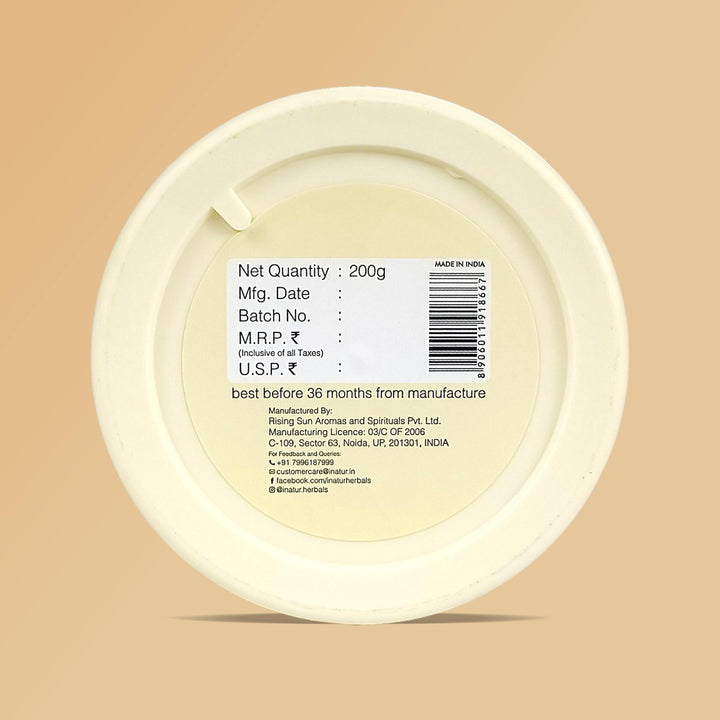 inatur Coffee Body Scrub product back label with ingredients and details