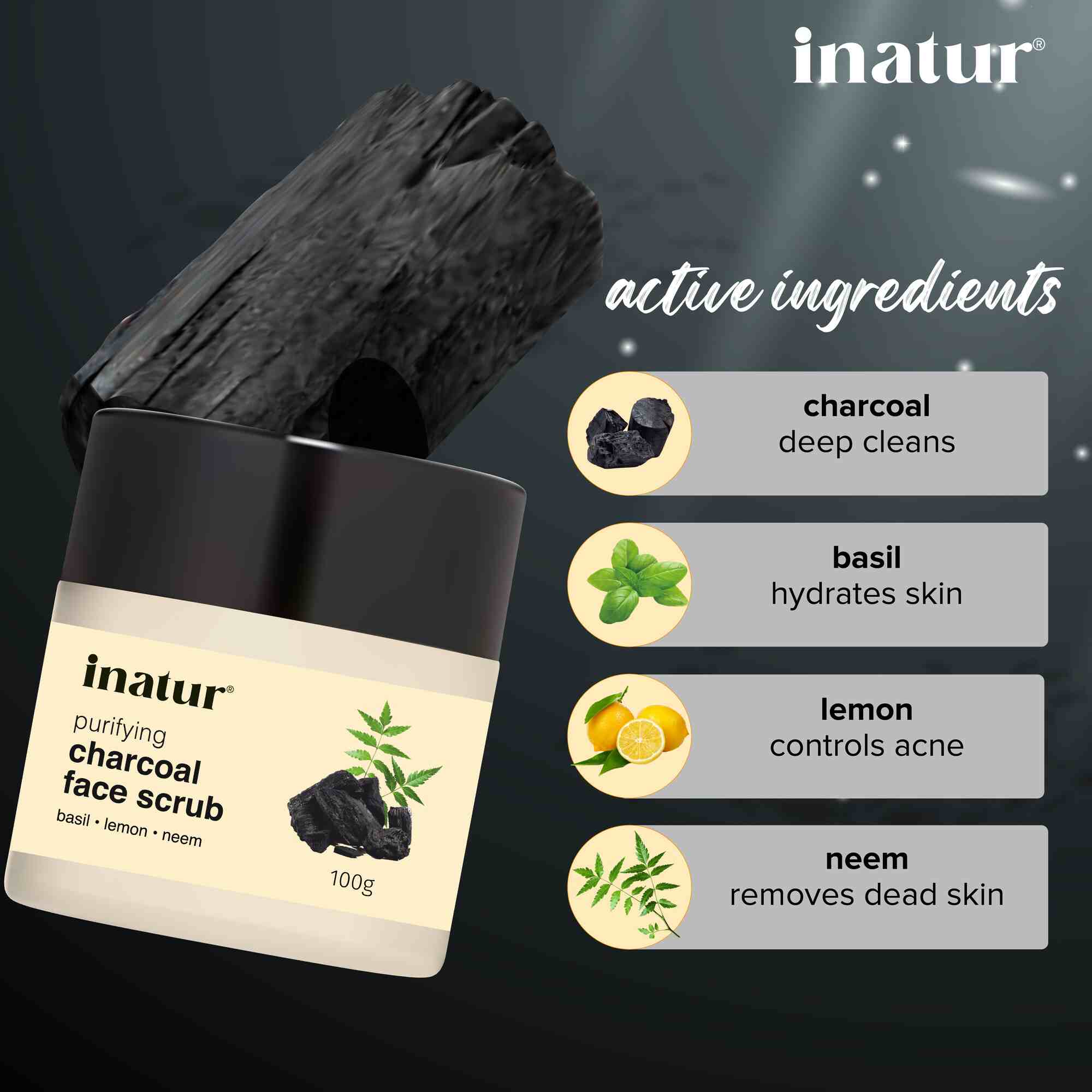 active ingredients of charcoal face scrub