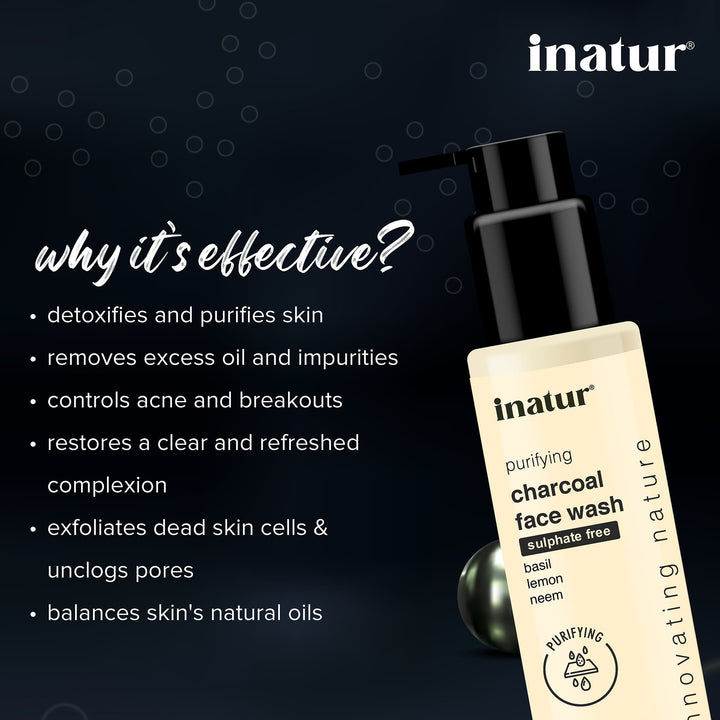 why inatur charcoal face wash 100ml