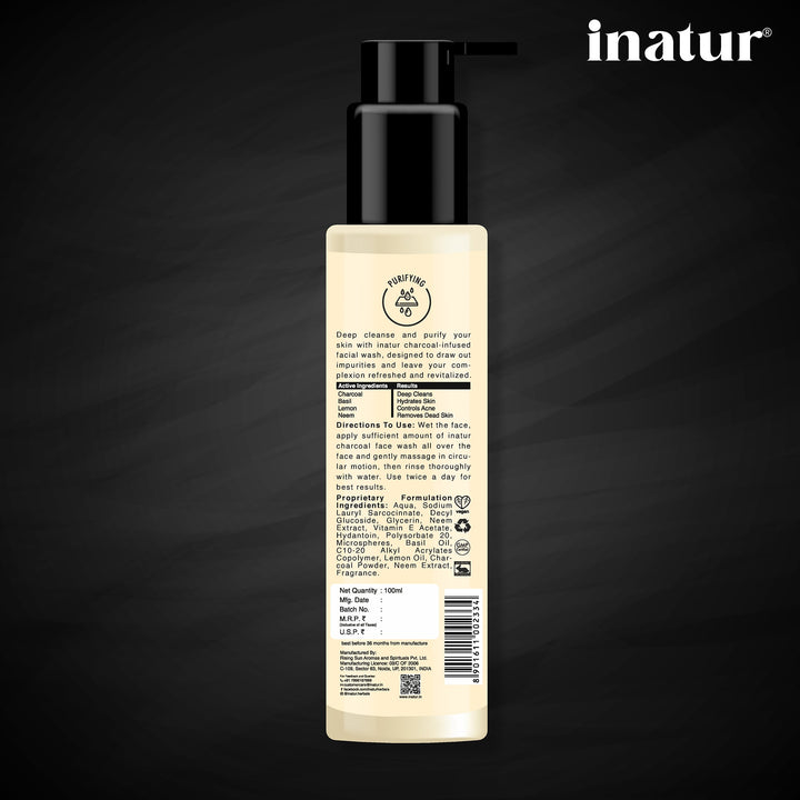 inatur charcoal face wash 100ml