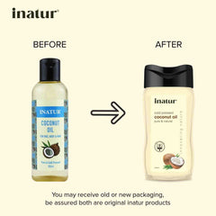 before and after inatur cold pressed coconut oil