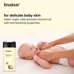 inatur cold pressed coconut oil is for delicate baby skin