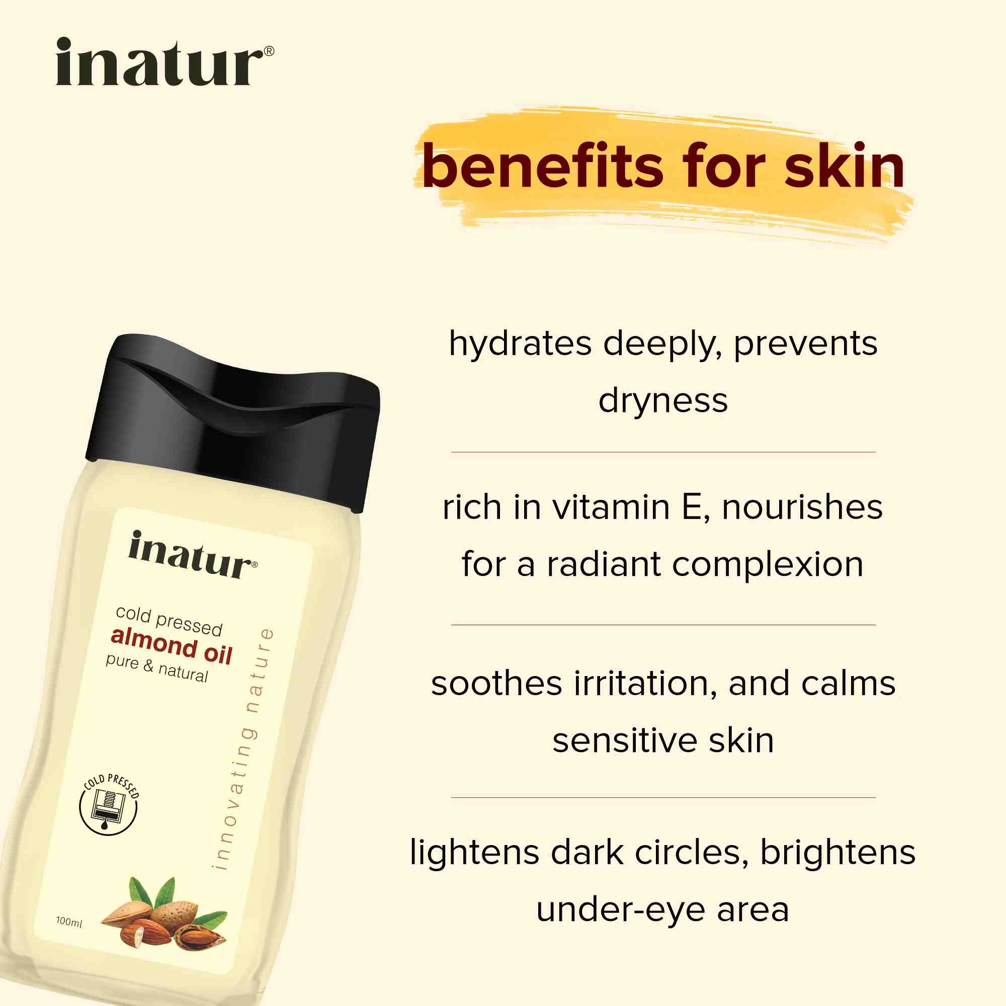 inatur cold pressed almond oil benefits for skin