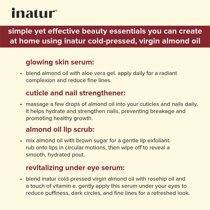 effective use of inatur cold pressed almond oil