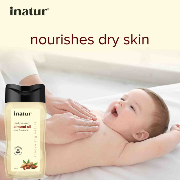 inatur cold pressed almond oil nourishes dry skin