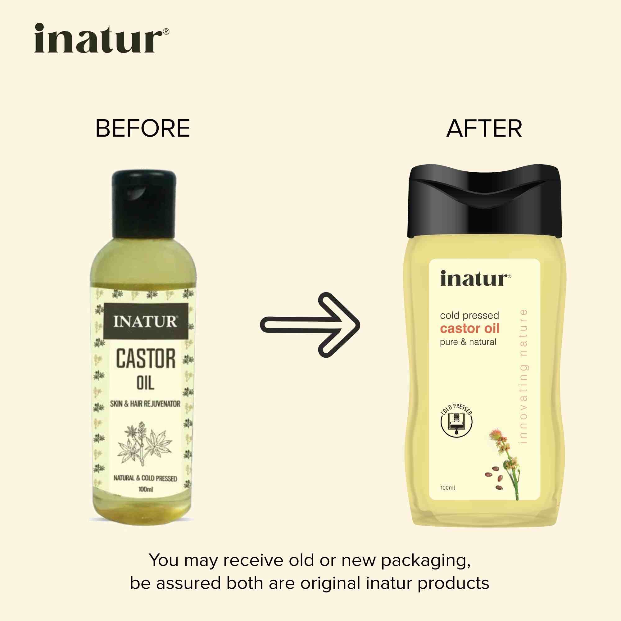 before and after inatur cold pressed castor oil
