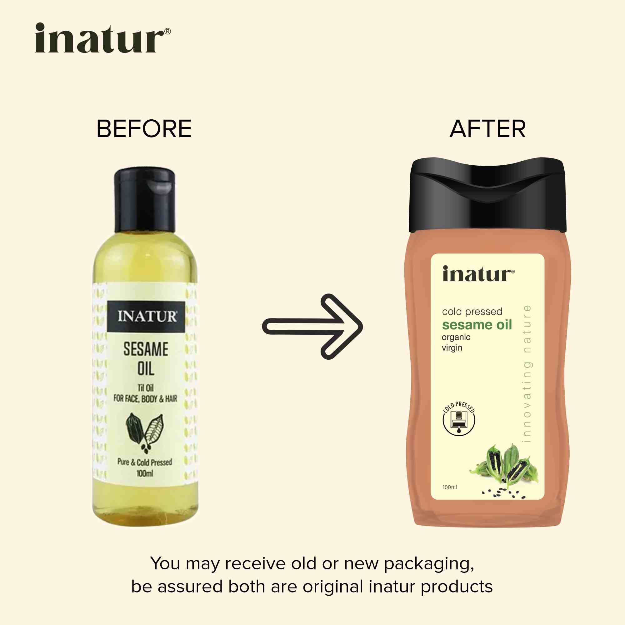 before and after inatur cold pressed sesame oil