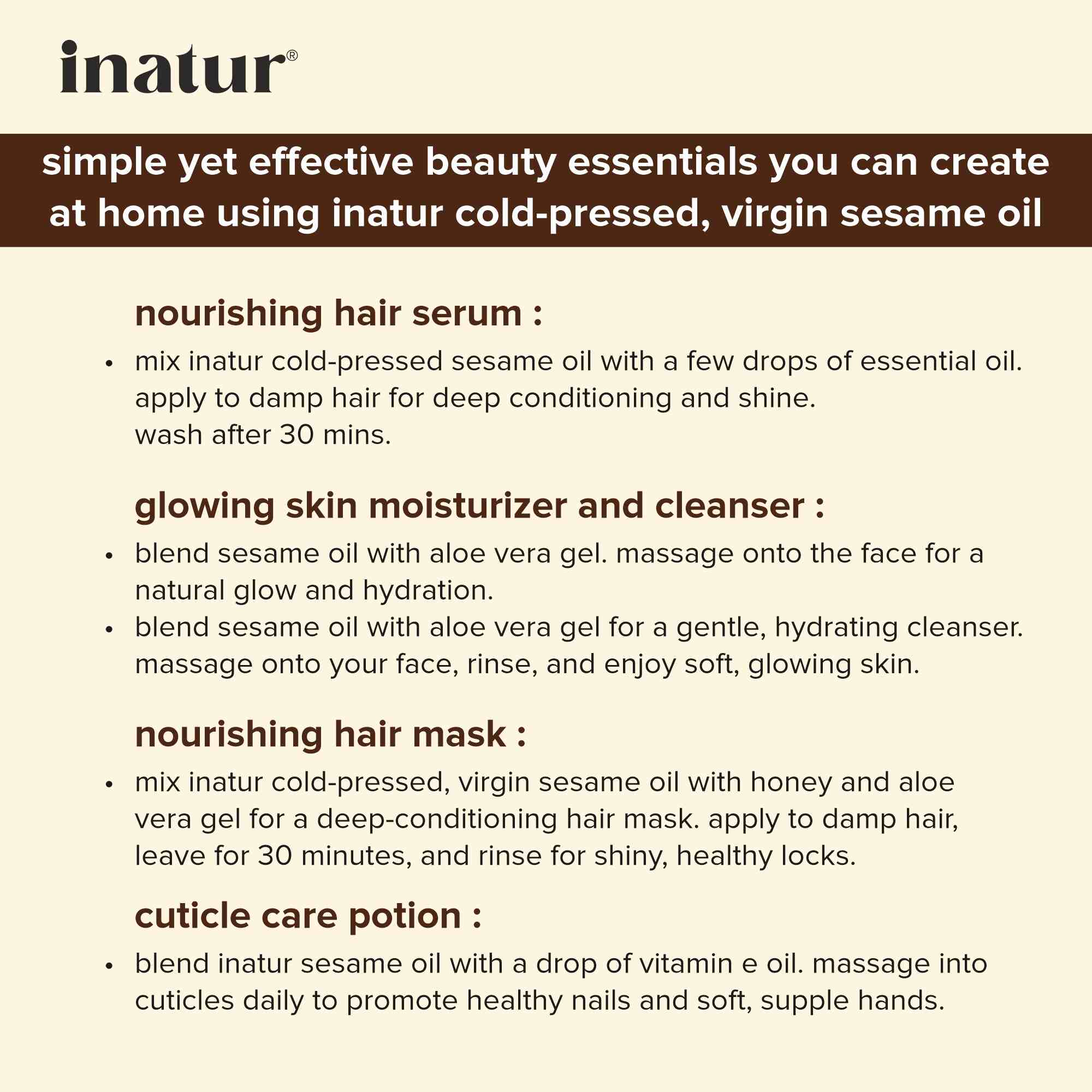 effectiveness of inatur cold pressed sesame oil