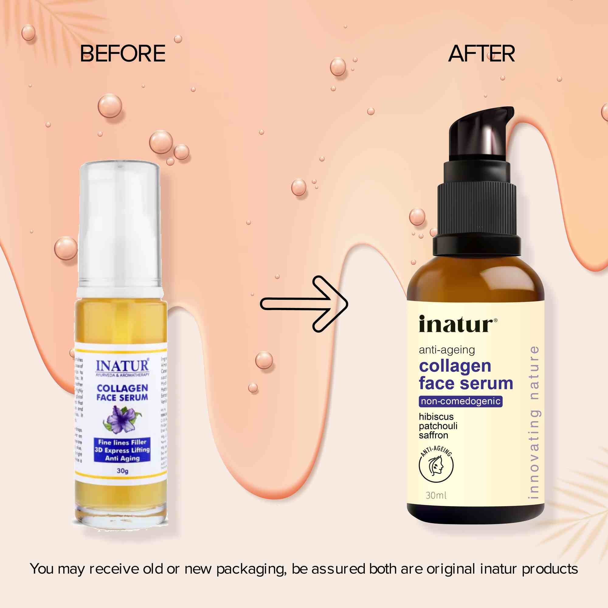 before and after inatur collagen face serum