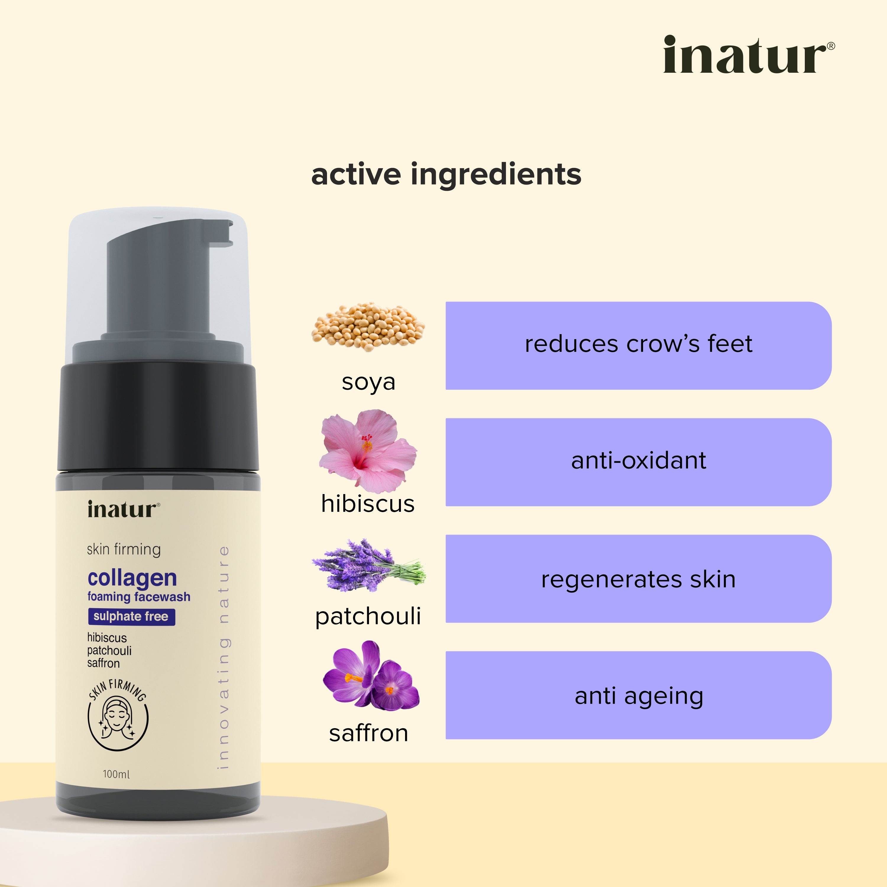 ingredients of inatur_collagen_facial_foam