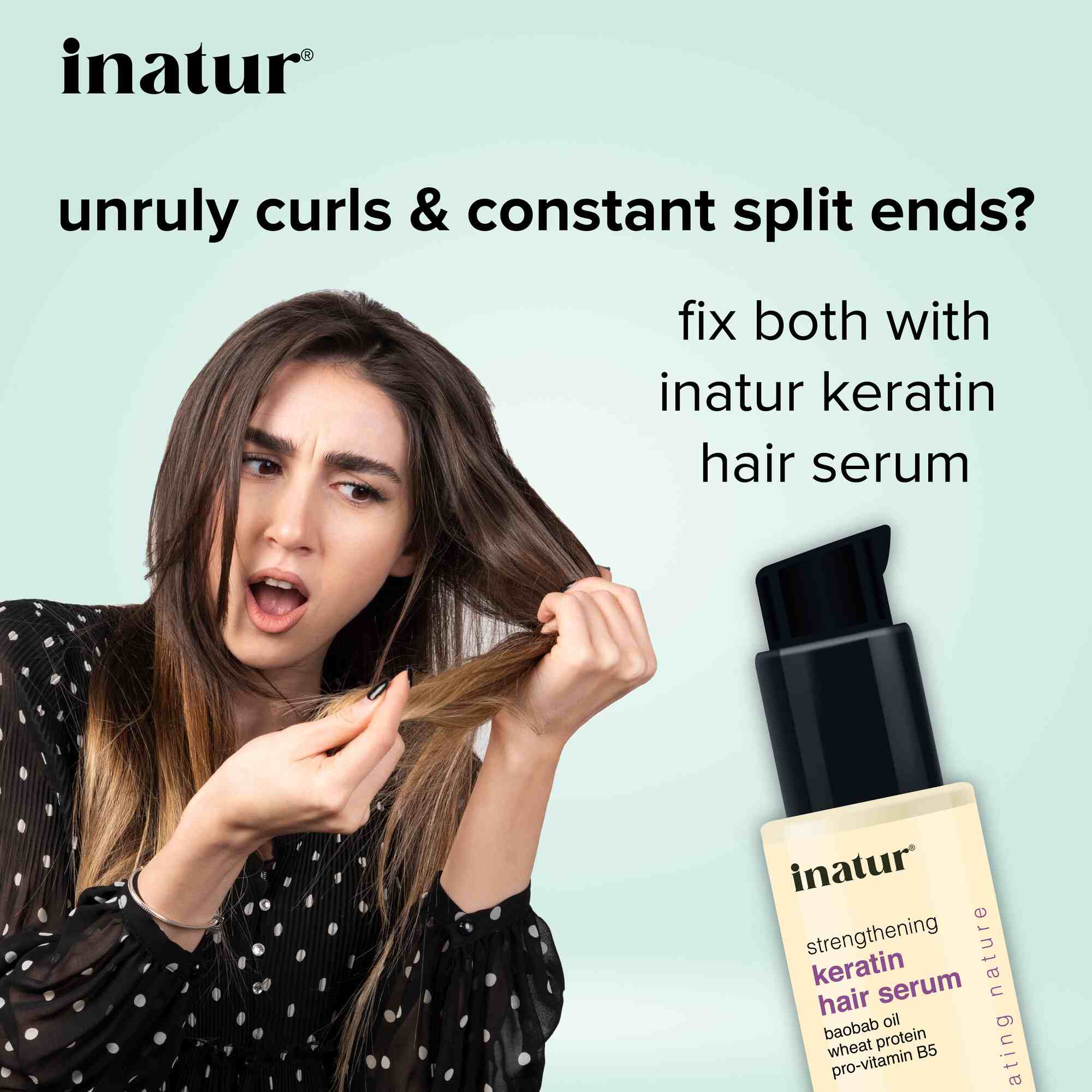 keratin hair serum for unruly curls and split ends