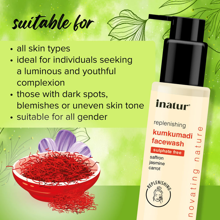 suitable for inatur kumkumadi face wash 100ml