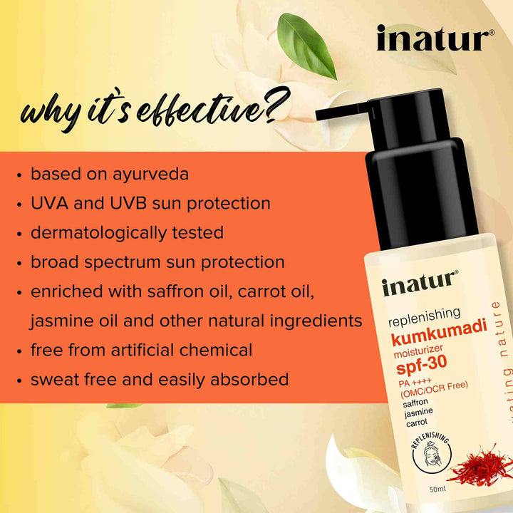 why inatur kumkumadi moisturizer spf30 is effective