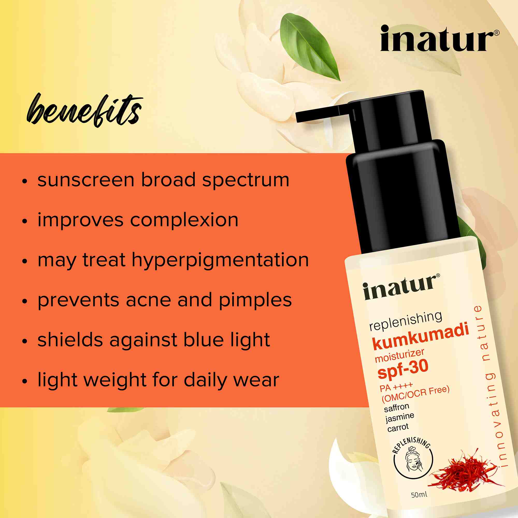 benefits of inatur kumkumadi moisturizer spf30