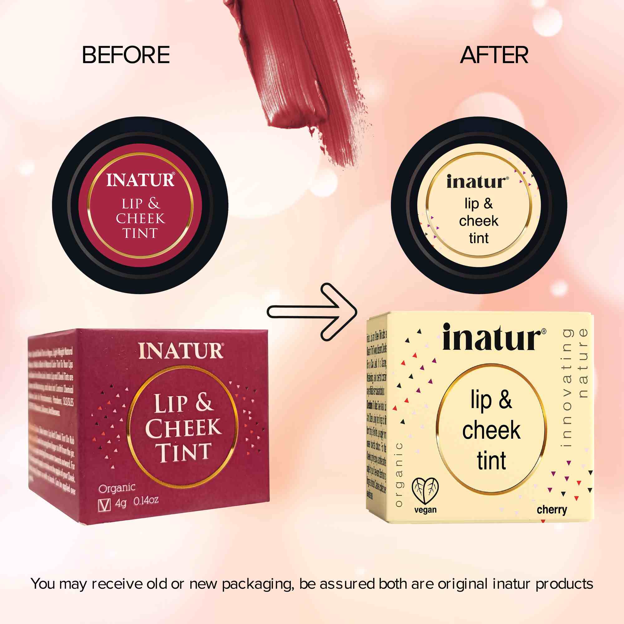 inatur lip cheek tint before and after