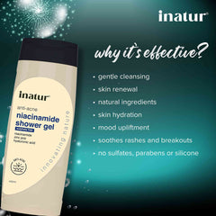 why inatur niacinamide shower gel is effective