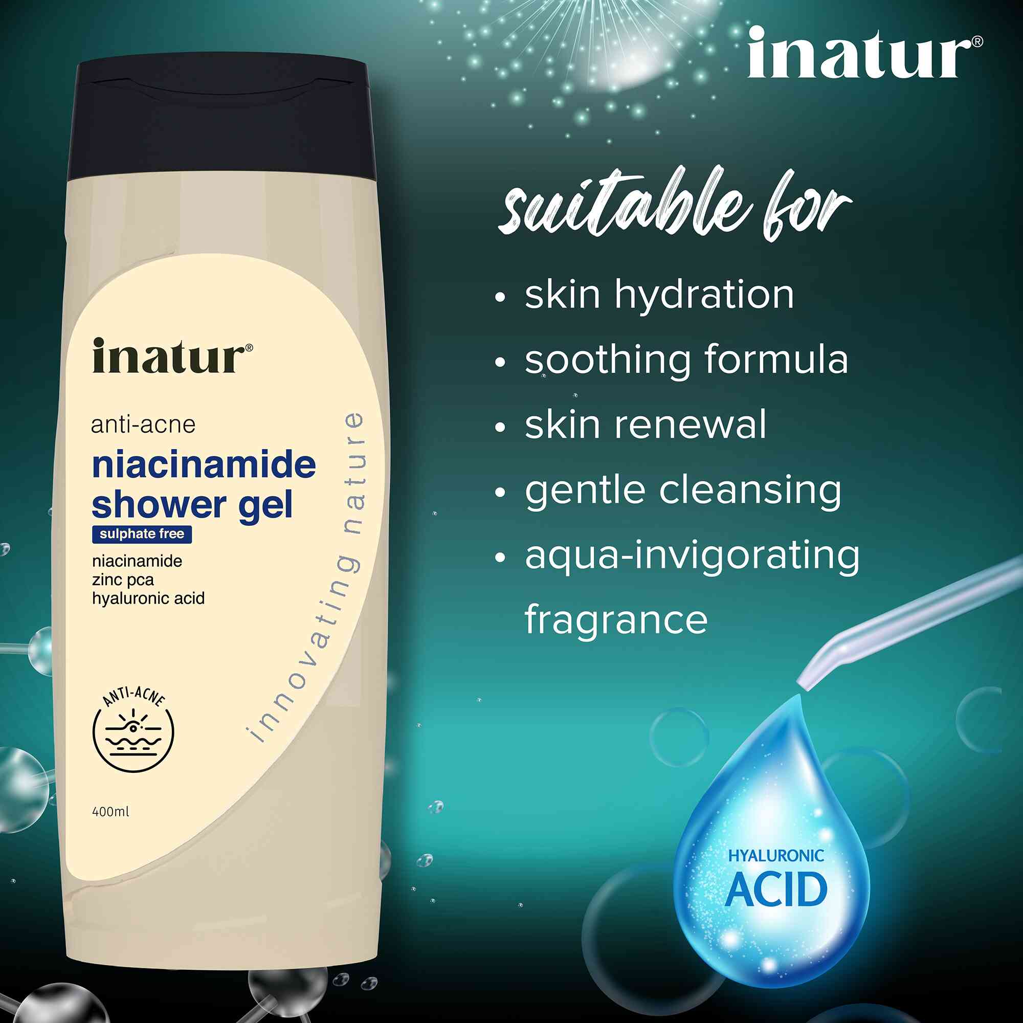inatur niacinamide shower gel is suitable for