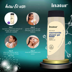 how to use inatur niacinamide shower gel
