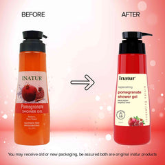 inatur pomegranate shower gel before and after