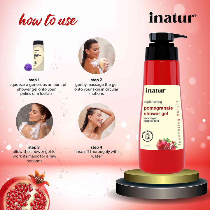 how to use inatur pomegranate shower gel