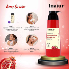 how to use inatur pomegranate shower gel