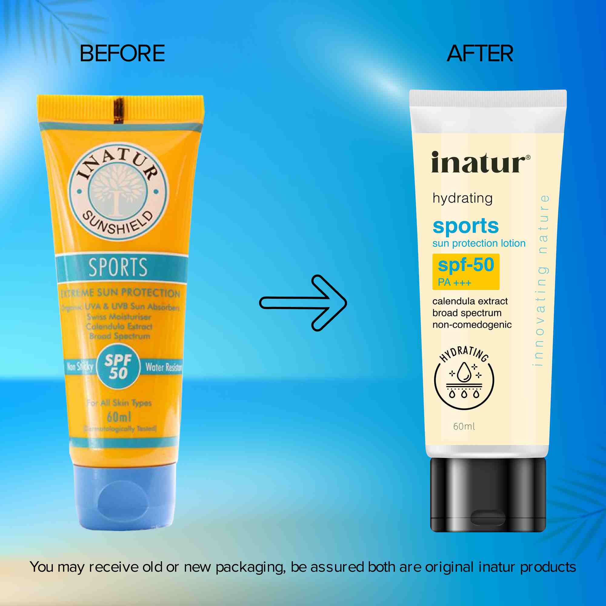 before and after sports sun protection lotion with spf 50
