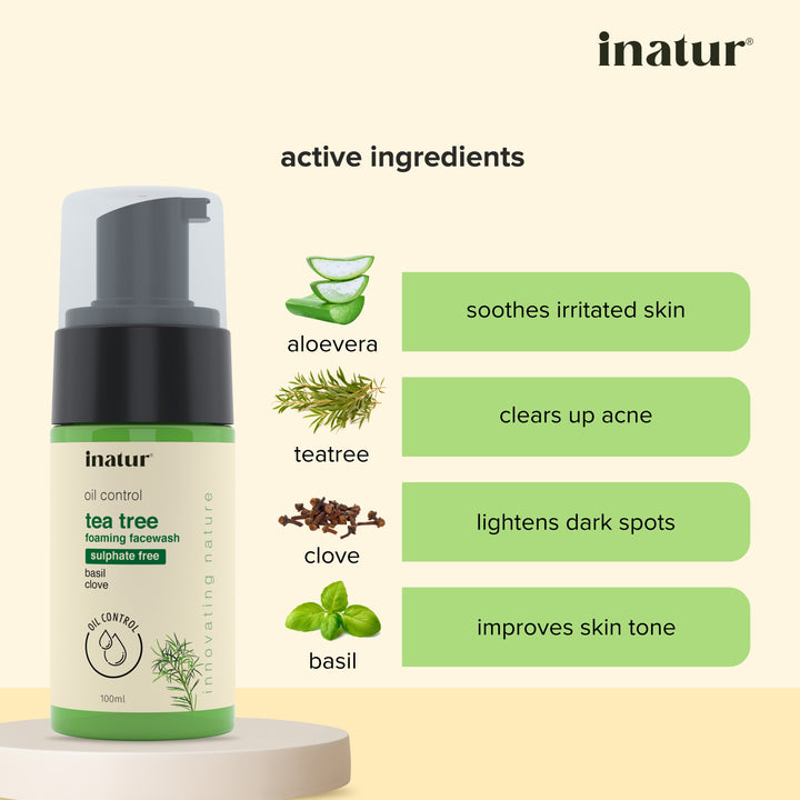 inatur tea tree foaming facewash