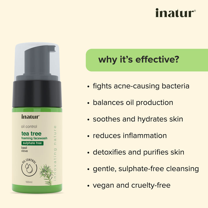 inatur tea tree foaming facewash