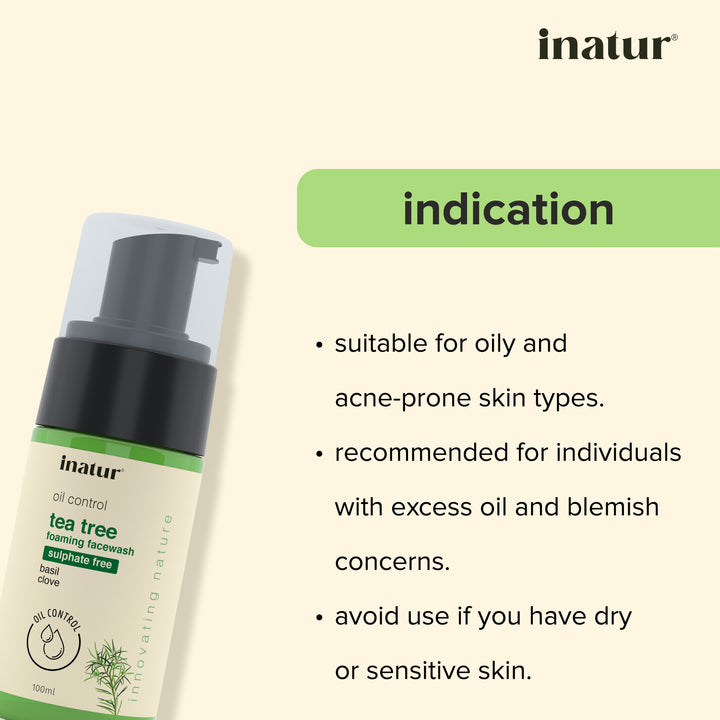 inatur tea tree foaming facewash