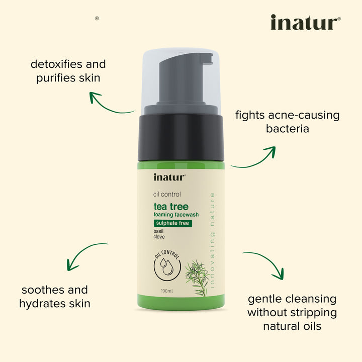 inatur tea tree foaming facewash