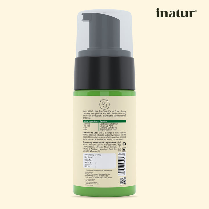 inatur tea tree foaming facewash