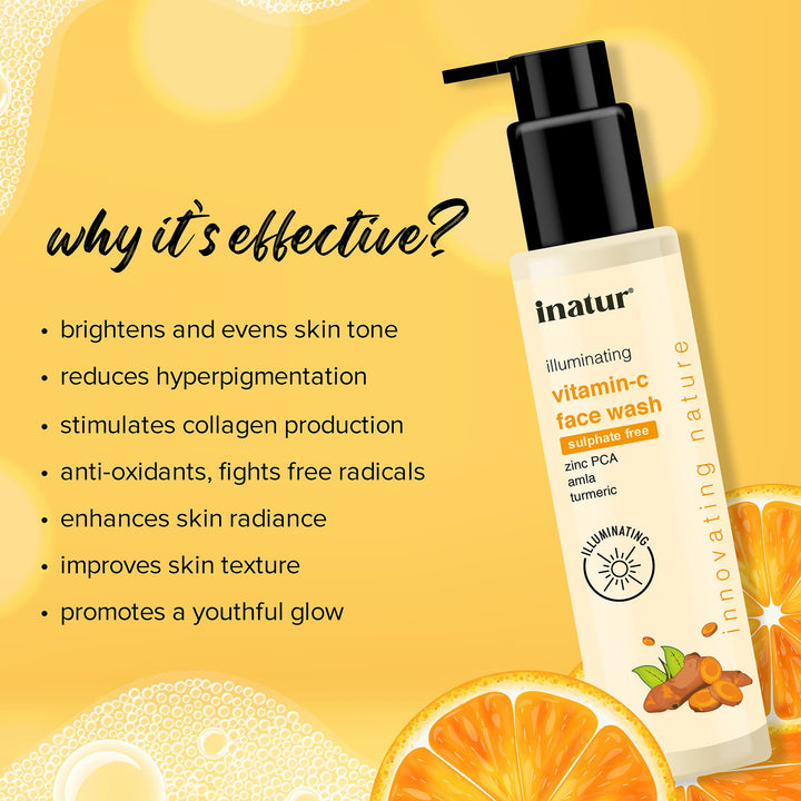 why inatur vitamin c face wash 100ml