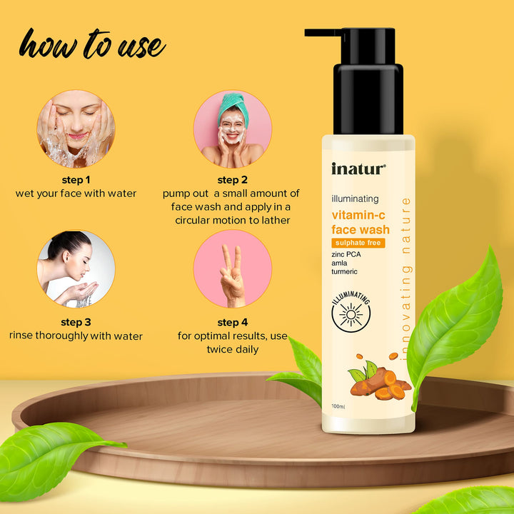 how to use inatur vitamin c face wash 100ml