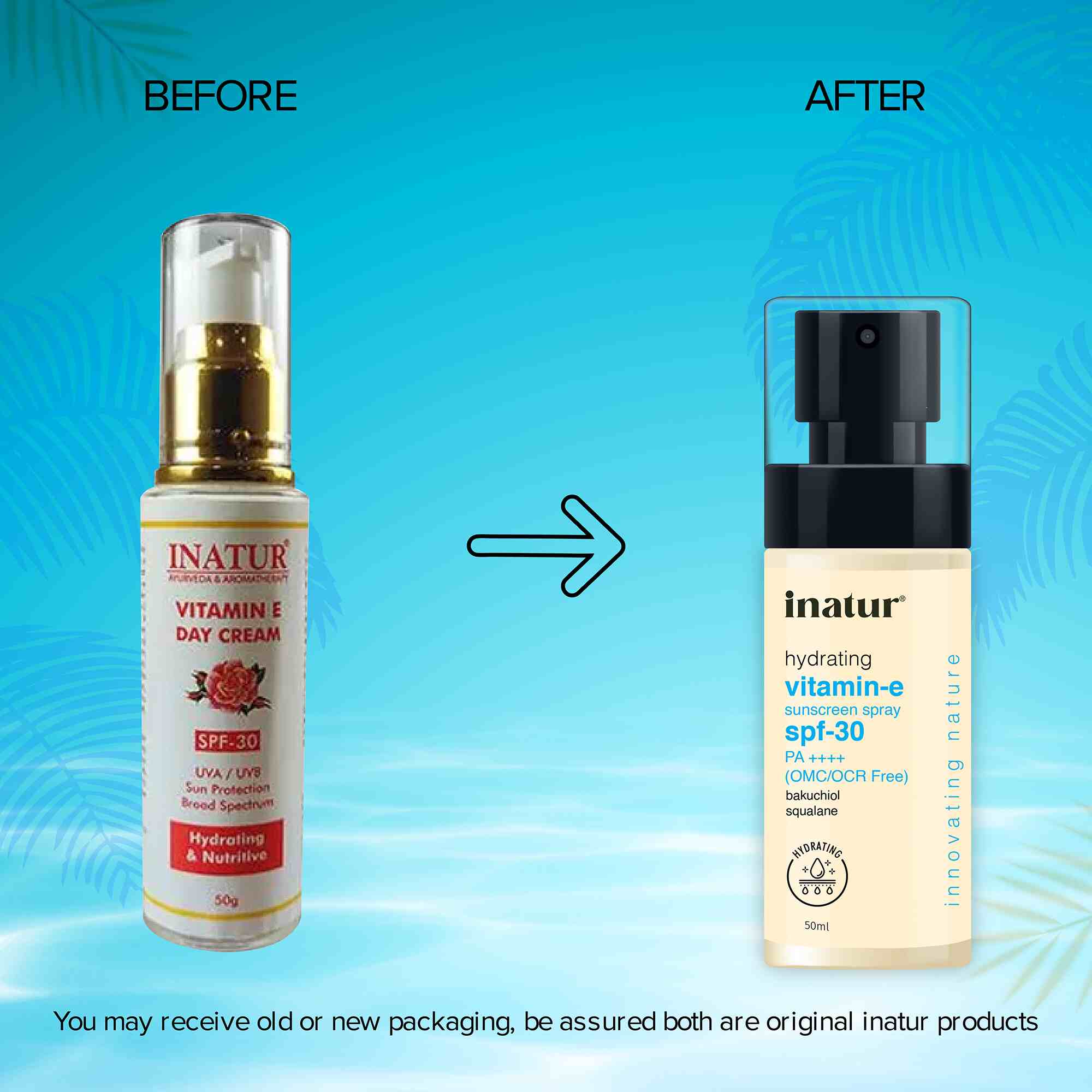 before and after inatur vitamin e spf 30 spray