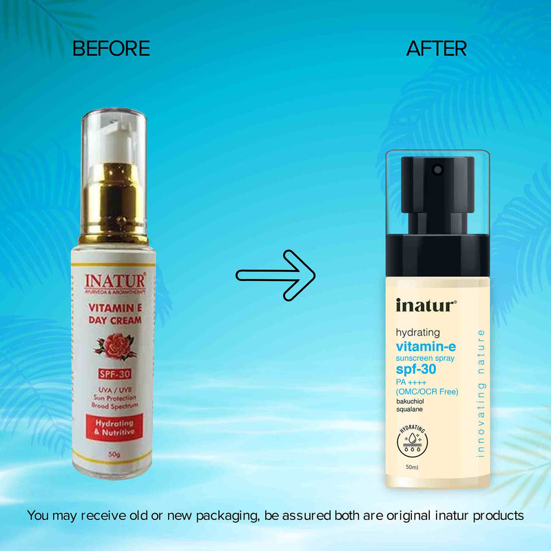 before and after inatur vitamin e spf 30 spray