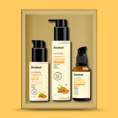 vitamin c  face wash serum and sunscreen kit